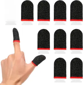 10 Pieces Mobile Phone Gaming Finger Sleeves, Black Anti Sweat Extremely Thin Conductive Fiber Thumb Covers Smooth Feel Breathable Mobile Gaming Finger Protector for All Touch Screen Devices