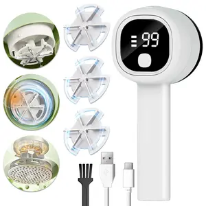 Fabric Shaver and Lint Remover, Sweater Defuzzer with 3-Speeds, Stainless Steel Blades, Digital LED Display to Remove Pilling for Clothes