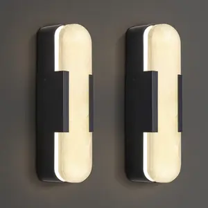 13.7"Dimmable LED Polished Wall Sconce With Alabaster Shade (Set Of 2)