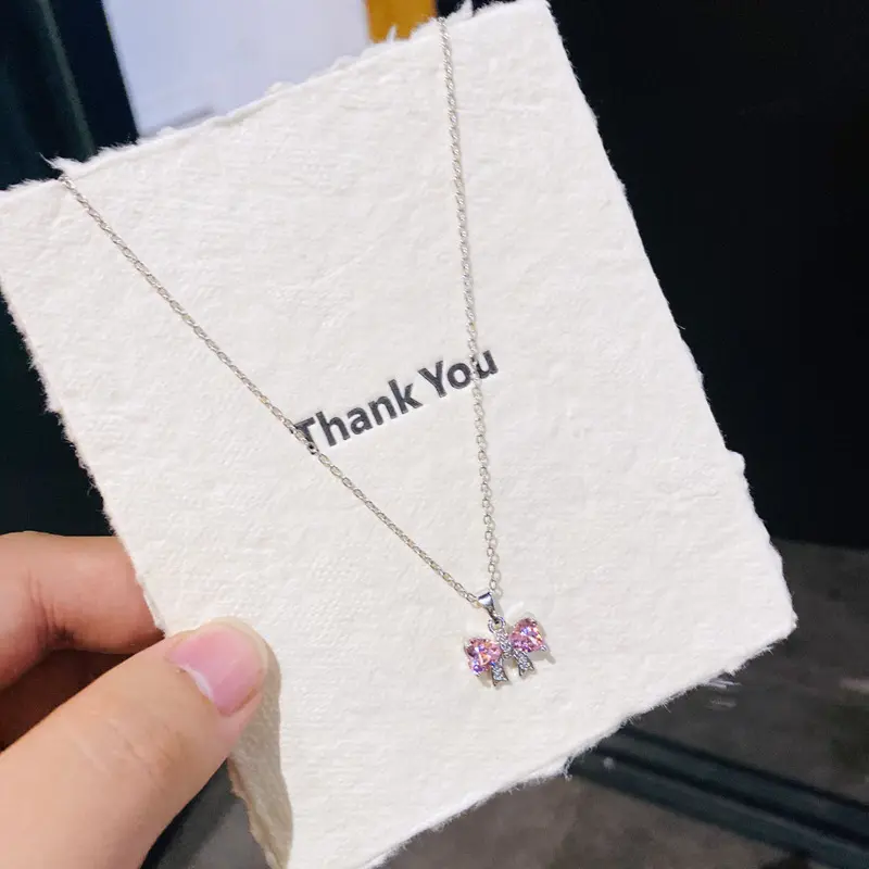 D11 Silver Pink Diamond Bow