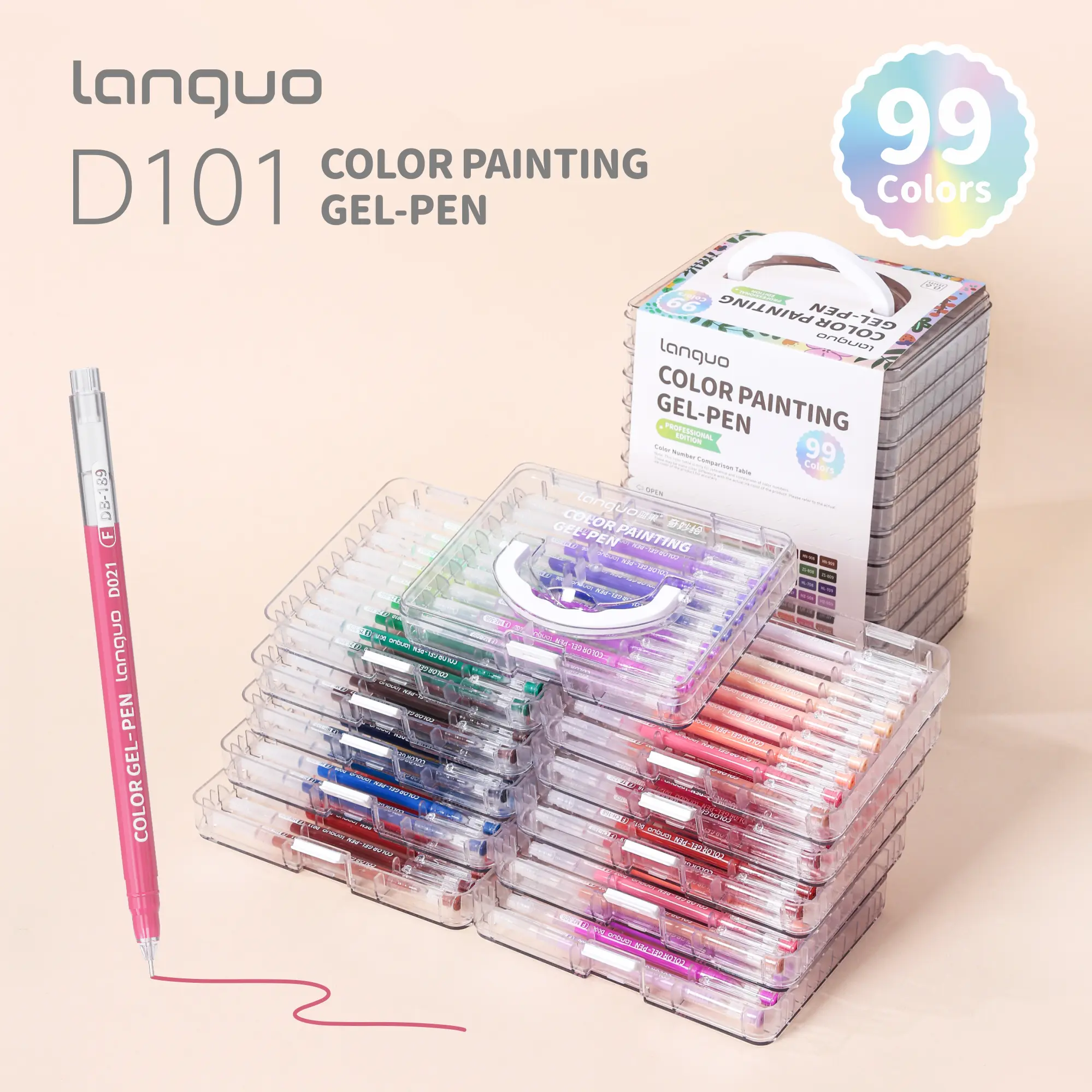 Vibrant Acrylic Paint Pens Set - 45/99/252 Pcs 0.6mm Precise Tip Gel Ink Pens, Quick Dry Multipurpose Office Art Supplies for Adult Coloring, Diy Art Design Projects