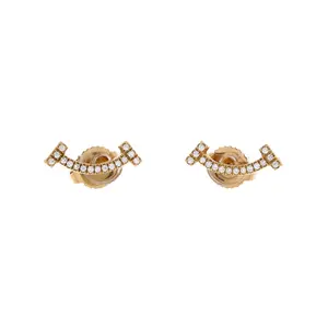 Pre-owned Tiffany & Co. T Smile Stud Earrings 18K Yellow Gold and Diamonds by Rebag