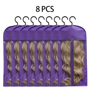 6/8PCS Best Wig Storage Bag with Hanger – Keep Your Wigs Clean & Dustproof Organizer Ponytail Hair Extensions Wavy Hairpieces
