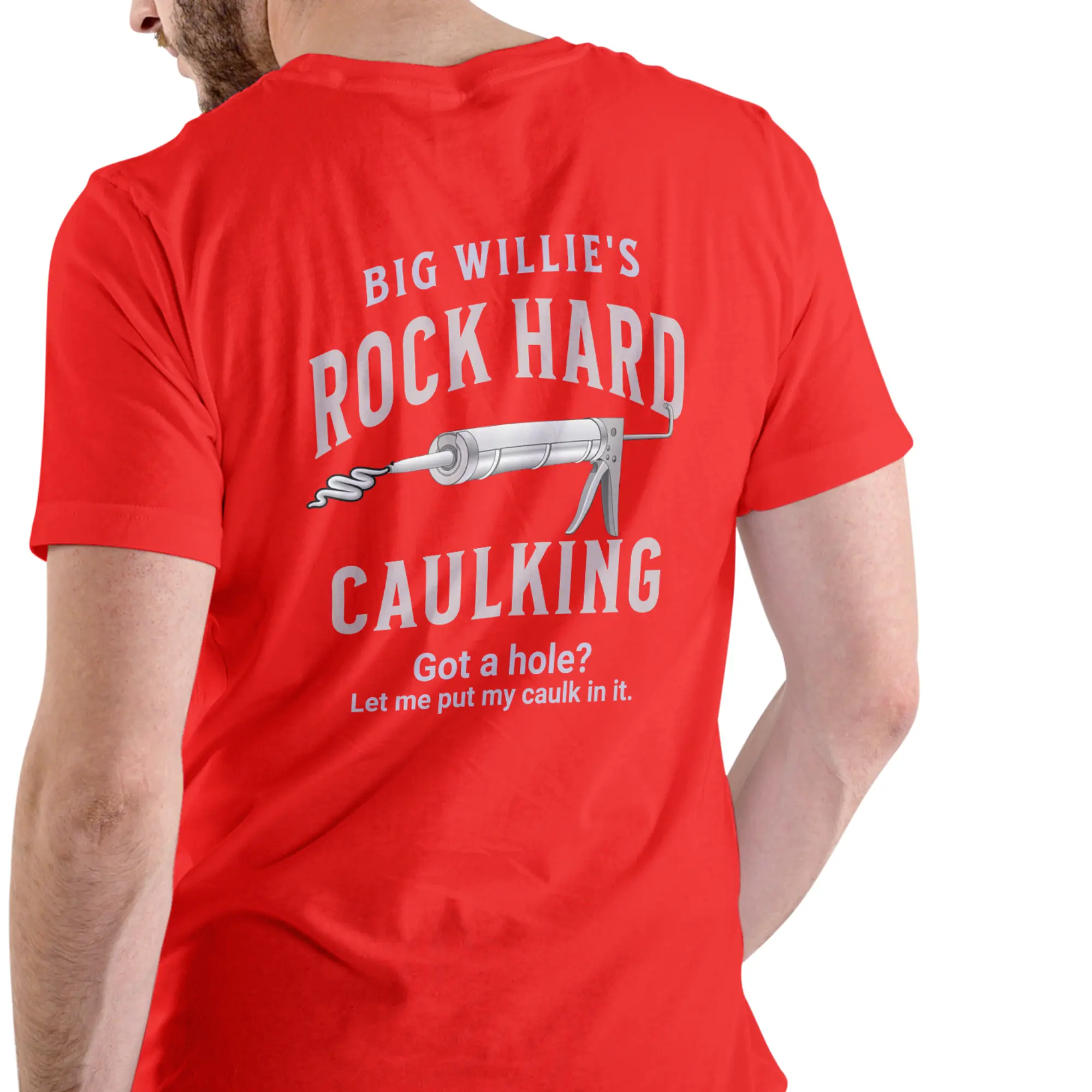 Men's Stylish Casual Fitted Round Neck Short Sleeve T-Shirt - ROCK HARD CAULKING SERVICE Big Willies Tee