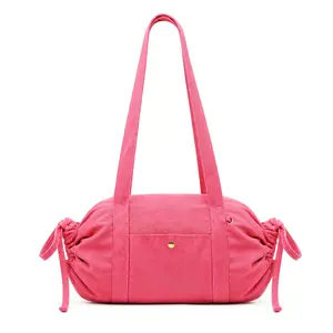 RIVERICH Convertible Drawstring Canvas Shoulder Bag, 2-in-1 Casual Tote Transforms into a Cute Candy-Shaped Pouch with Adjustable Side Cords, Versatile Unisex Slouchy Bag perfect for everyday use, playful statement accessory or streetwear aesthetic
