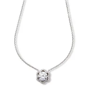 Radiance by Absolute™ Sterling Silver Blossom Halo Drop 16" Necklace