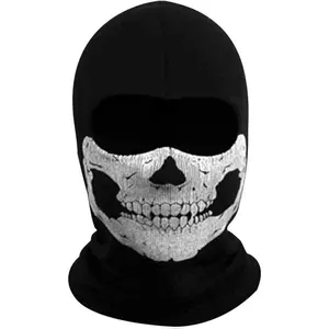 Creepy Skull Balaclava Tactical Hood Mask Ghost Skeleton Anti-UV Bandana Scarf Motorcycle Cycling Black