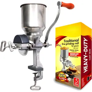 Corona Corn Grinder with High Hopper, Grain Mill, Manual Grinder For Corn, Rice, Soybeans, Pepper, Chickpeas, Cast Iron Wheat Grinder For Domestic Use