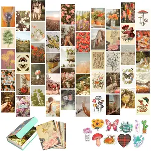 Wall Collage Kit Aesthetic Pictures Cottagecore Wall Collage Kit Bedroom Decor for Teen Girls Nature Boho Collage Kit for Wall Aesthetic Posters 50 Set 4x6 inch Photo Collection