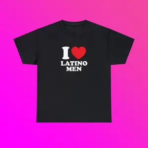 Unisex Short-Sleeve Round Neck Cotton Knit Casual Sports Top - Funny Romantic "I Love Latino Men" Meme Phrase, Chaotic Sweet Viral Quote T-Shirt, Casual Sports Tops