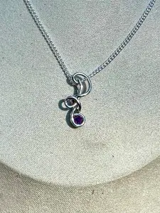 Sterling silver and purple  Rhodolite garnet  drop pendant