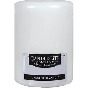 212 MAIN 4 in Unscented White Pillar Candle, Home Decor Accent, Home Supplies Candle - No Scent, 12 Pack (Model 9049190)
