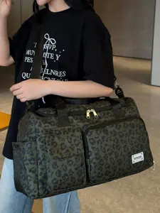 2026 New Leopard Print Large Capacity Travel Shoulder Bag, Vintage Casual Fashion Short Trip Backpack, Sports Fitness Bag