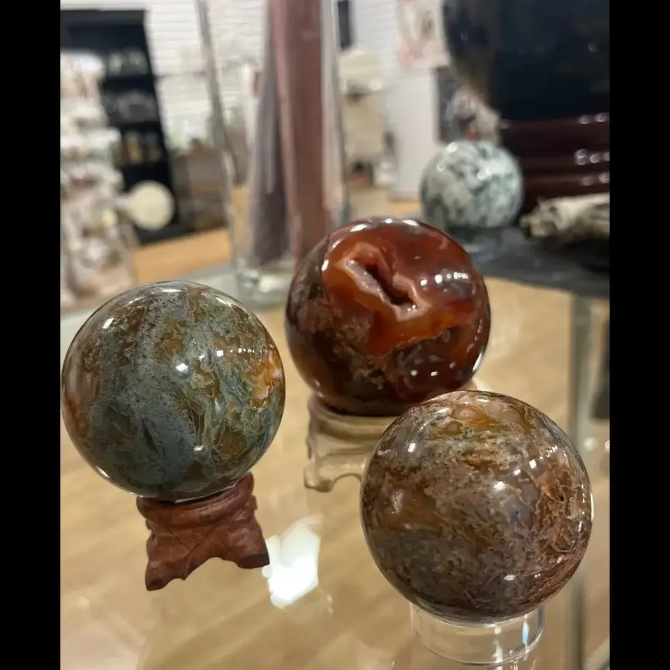 ❤️🌿 Red Moss Agate Sphere – Vitality, Balance and Grounded Growth ✨ 2 - 2.75"