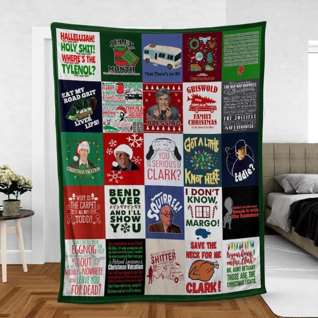 National Lampoon's Christmas Vacation Cozy Fleece Flannel Mink Sherpa Blanket, Griswold Family-Clark Griswold Holiday Print, Stain-Resistant Camping Blanket for Sofa-Bedroom, Gift-Friendly with Various Sizes (30x40in Baby, 40x50in Kids, 50x60in, 60x80in)