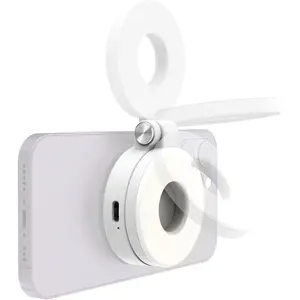 Magnetic Selfie Light for iPhone Magsafe, Portable Phone Ring Light for Video Recording, Rechargeable Lightweight Travel LED Cell Phone Light, White