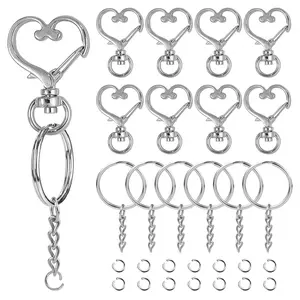 150Pcs Metal Swivel Lanyard Snap Hook Heart Shaped Clasp with Keychain Rings Heavy Duty Lobster Claw Connectors DIY Craft Jewelry Making Accessories for Bag Key Purse Decoration
