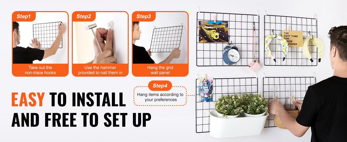 SucceBuy Grid Wall Panels Tower Wire Gridwall Display Racks Double Side Gridwall Panels for Art Craft Shows Retail Shop w/ Hooks