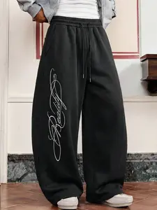 'Wide Leg Sweatpants' "Reality" Cursive Script Print Oversized Sweatpants | Edgy Streetwear Aesthetic | Unisex OOTD Essential | TikTok Viral Y2K Casual Daily Wear Statement Bottoms for Men Women 2026 Spring New Drop