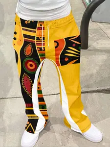 Men's Y2K Flare Pants Loose Fit 3D Print Long Pants Casual Sportswear Streetwear Hip Hop Vintage Pants, All Seasons Fitted Style