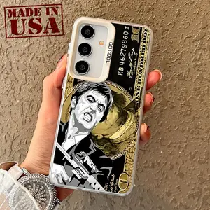 Firing Gangster Money Patterned Phone Case Compatible with Galaxy S23 Ultra S24 Plus S25 S22+ Shockproof Anti-Scratch Durable PC Back Protection Cover Cellphone Protective