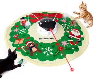 Gardner Pet Christmas Cat Laser Toys, Chargeable 5 in1 Hide and Seek Automatic Interactive Cat Toy, Moving Ambush Feather, Track Balls,Indoor Exercise Kicker 24 inch Cover for All Breeds, Chirping