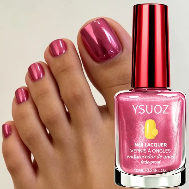 Raspberry Rose Mirror Finish Nail Enhancer - Natural Quick-Drying Lamp-Free Long-Lasting Polish, Y2K Style, Brightening, Essential for Daily Use & Parties, Hands & Toenails, Girls' Manicure, Smooth Flawless