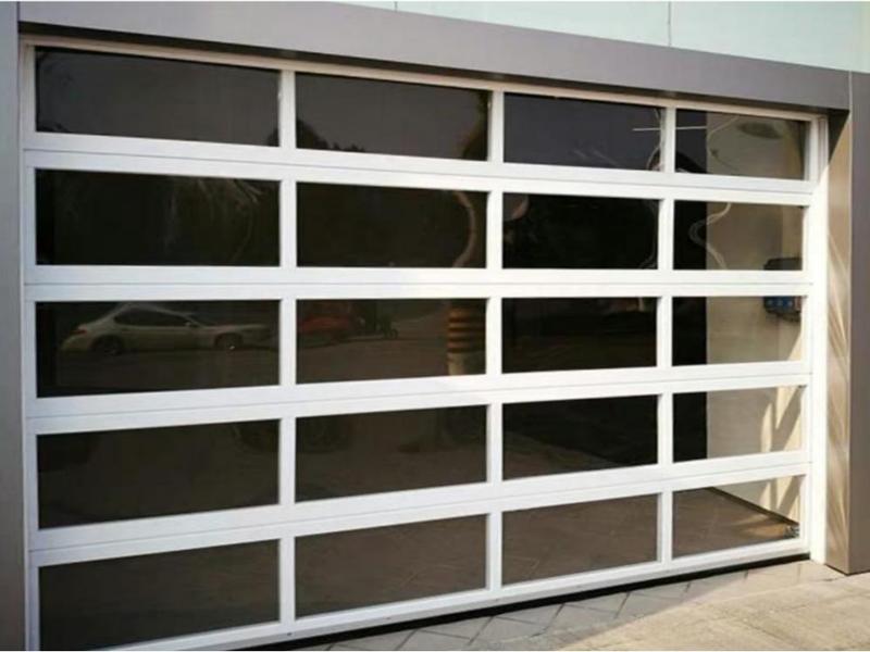 Contemporary Aluminum & Clear Tempered Glass Garage Door