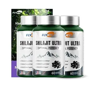 Natural High-Potency FLYNEW Shilajit Ultra I Adaptogen Energy Stamina Immune Antioxidant I Made in USA | 60 Capsules Dietary Supplement Healthcare Fitness Vitamin Edible Organic