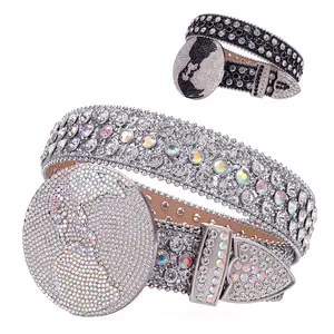 TINIDI  Planet Round Buckle Belt, 2025 Popular Party Wide Belt, Designer Men's & Women's Accessories, Full Rhinestone Design - Fancy Glam