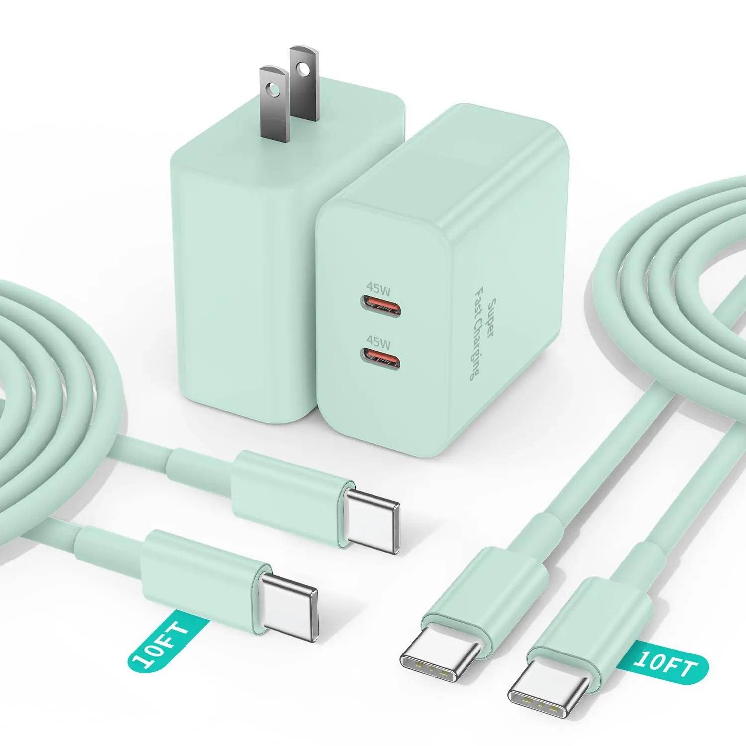 Phone 16/16 Pro/16 Pro Max/16 Plus, 15/15 Pro Fast Charging 45W Dual Port USB C Charger Block with 10ft Long Fast Charging Cord Cable for Phone 16 15 Pro Max,Pad Pro/Air, Galaxy S25/S24