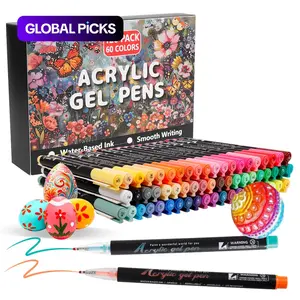 120pcs 3D Acrylic Gel Pens Art Set, Art Materials, 60 Colors Paint Markers with 1mm Bullet Tip, Ideal for Paper, Rock Painting, Glass, Wood, Fabric, Cards #GLOBAL PICKS