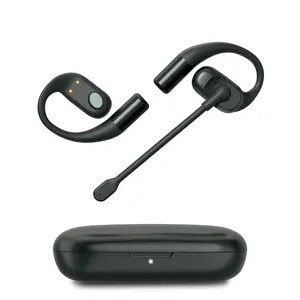 Bluetooth Open Ear Headphones with Noise Cancelling Mic – 22H Wireless Sports Headset for Work & Gym | Emerson NoiseZero – Black Noise-Cancelling Magnetic Mic