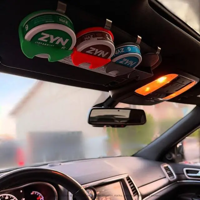 Universal Clip-On Black Car Visor Dip Can Holder - Car Storage Organizer, Compact Durable Secure Round Holder, Fits Zyn Pouches, Trucks, SUVs, Father's Day Essential Accessory