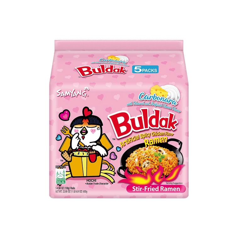 Samyang Buldak Carbo Korean Spicy Hot Chicken Stir-Fried Noodles,Various flavors available, 5 packs Food Instant