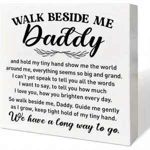 New Dad Gifts from Baby, First Time Dad Gifts for Birthday Father's Day Christmas, Best Dad Ever Gifts, Father Gifts, We're So Lucky to Have You, Wooden Box Sign 5x5 inch