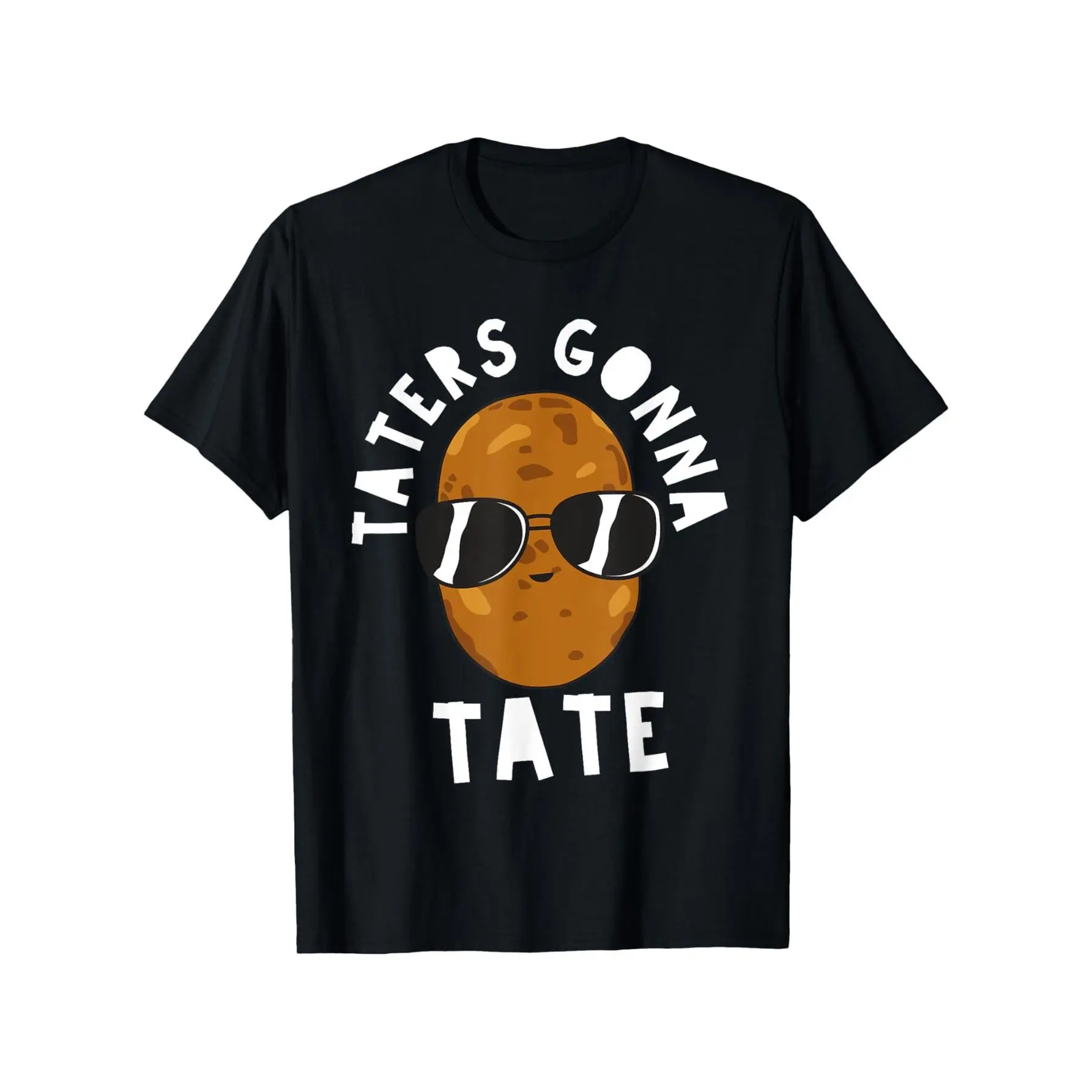 [Casual Style] Men's Cotton T-Shirt | "Taters Gonna Tate" Potato Graphic with Fashion Glasses Print | Casual Round Neck, Short Sleeve | Breathable & Machine Washable | All-Season Comfort Fit | Ideal for Daily Wear