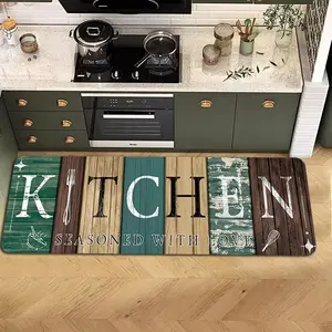 Vintage Wood Grain Kitchen Rug, Kitchen Runner Rug, Flannel Non-Slip Mat, Ideal for High Traffic Areas, Home Decor Gift