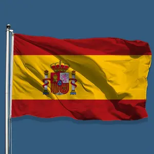 2x3ft / 3x5ft Spain National Flag - Red Yellow Striped with Coat of Arms Polyester Banner for Outdoor Yard & Home Decor