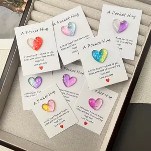 Set of 8 Pocket Hug Favors Employee Appreciation Gifts Bulk for Coworkers with Quality Resin Heart Shaped Design, Greeting Card, DIY Jewelry Accessories for Women & Girls