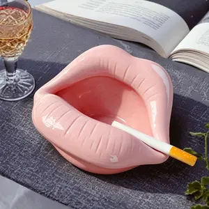 Versatile Cute Ceramic Lip Ashtray - Novelty Lipstick Organizer Jewelry Tray Trinket Dish - Creative Desk Ornament for Office & Home Decor - Unique Adorable Birthday & Mother's Day Gift Idea for Her / Mom / Wife / Girlfriend / Smokers