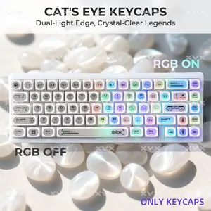XVX Cats eye R2 MAX Cherry Profile Dye-Sub PBT Shine-Through UV-Printing Keycap Set 136-Key（only keycap, not include a keyboard）