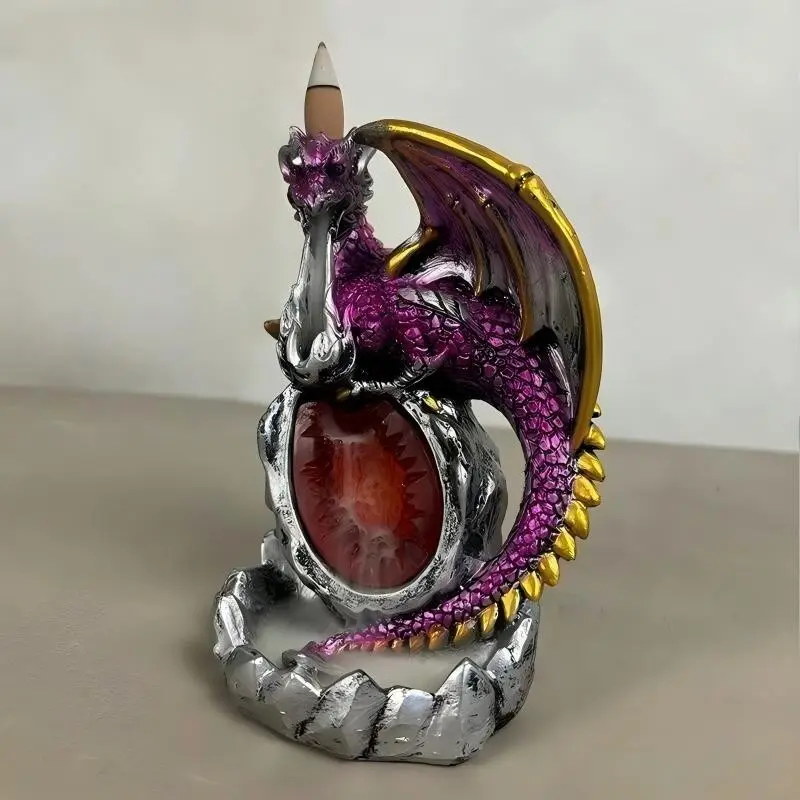 Innovative Western Dragon Shape Reverse Flow Incense Burner, Vintage Fantasy Style, Unique Aromatherapy Decor for Study Room Tea Table, Incense Dish