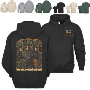 Banded Duck Hunting Hoodie Tshirt – Labrador Dog with Flying Ducks Vintage Sweatshirt, Waterfowl Hunting Pullover Hoodie, Outdoor Hunting Apparel for Unisex Men's Graphic Streetwear Hoodie