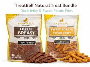 (40oz + 32oz) TreatBell Duck Jerky & Sweet Potato Dog Treat Bundle | High Protein & High Fiber Natural Chews for Training, Digestion & Dental Health