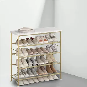 Black Friday5-Tier Iron Shoe Rack - with MDF Board Stackable Storage Shelf with Multi-Function Combinations - Free Standing Shoe Racks for Convenient Shoe Organization(Natural) Deals For You Days
