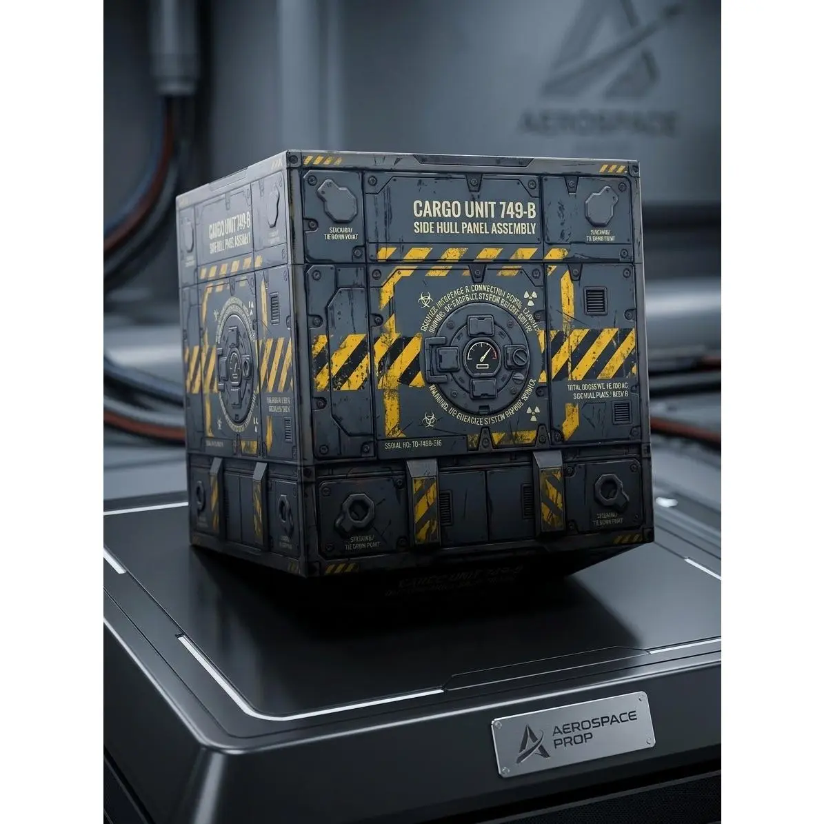 Sci-Fi Cargo Unit 749-B Organiser Cube, Lasered Moon Print Multi-Size Home Storage Box
