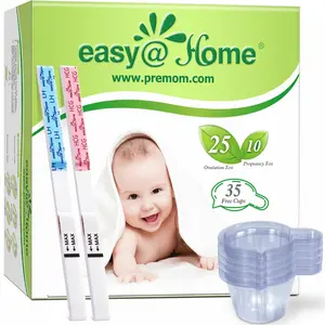 Easy@Home LH+hCG Combo Kit with Free Cups, Ovulation & Pregnancy Test Strips, Powered by Premom App Tracker, Fertility Tests for TTC Women