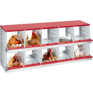 10 compartments With Cover Chicken Nesting Box, Nesting Box, Easy Egg Collection Large Vented Holes Chicken Coop Equipment with Vented Holes, Heavy Duty Chicken Nesting Boxes for Hens, Rabbits, Ducks,Red