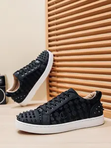 Men's Comfortable Punk Style Rivet Decorated Flat Shoes, Multiple Styles, Casual Daily Wear, Trendy Design, All Seasons, Athletic Walking Shoes, Sneaker